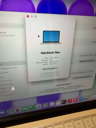 MacBook Neo 13” FACTURA A18 Pro 8GB 256GB Argento