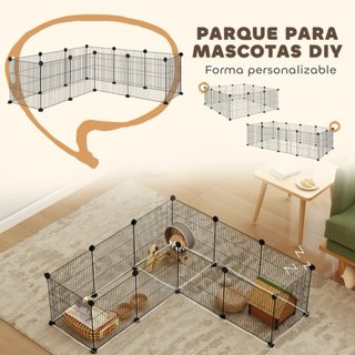 Parco metallico per piccoli animali, 12 pannelli, design fai-da-te, nero