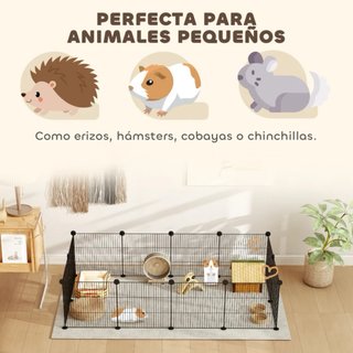 Parco metallico per piccoli animali, 12 pannelli, design fai-da-te, nero