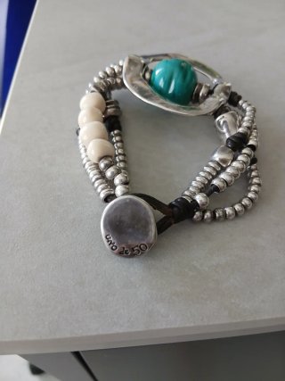 Pulsera UNO de 50 original plata y turquesa