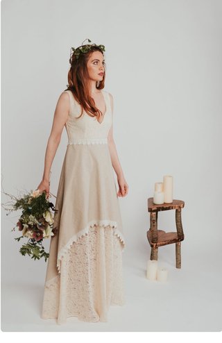 Vestido de Novia 'Celtic' de Lino y Encaje