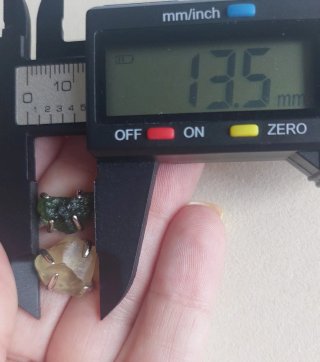 Anillo Plata Pura con Moldavita y Cristal Libíco