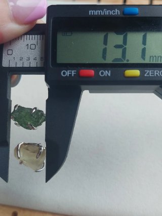 Anillo Plata Pura con Moldavita y Cristal Libíco