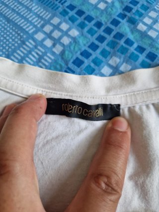 T-shirt Cavalli effetto vintage e rilievo oro