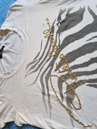 T-shirt Cavalli effetto vintage e rilievo oro