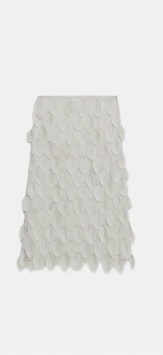 Falda midi abalorios Talla M zara colección