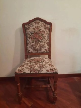 Set 4 Sedie Barocche Tessuto Floreale