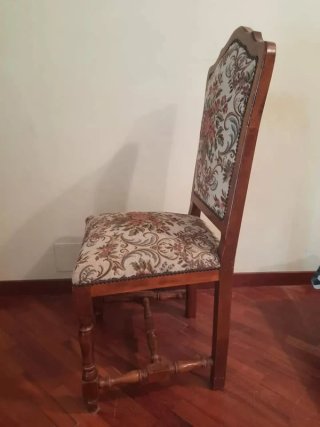 Set 4 Sedie Barocche Tessuto Floreale