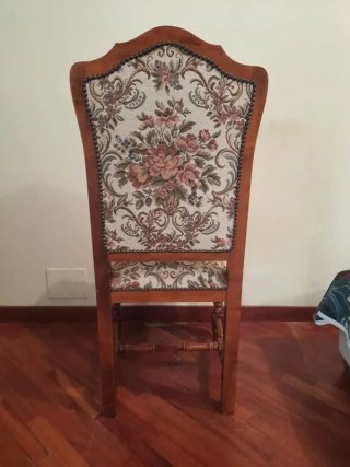 Set 4 Sedie Barocche Tessuto Floreale