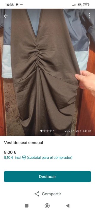 Vestido sexy negro fruncido