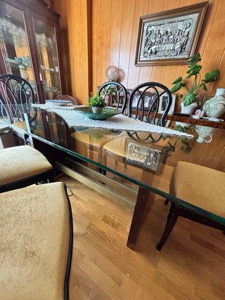 Mesa Comedor Cerezo y Cristal 200x100