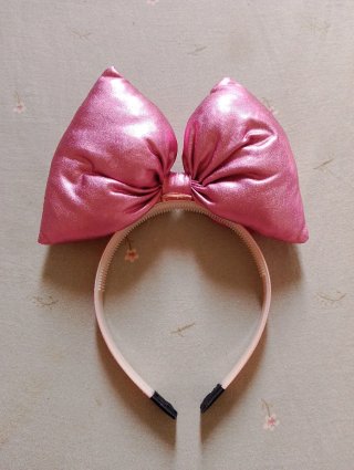 Diadema lazo rosa brillante