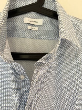 Camisa Calvin Klein azul y blanca Slim fit