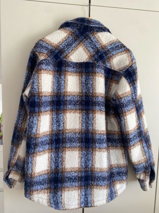 Casaco xadrez Pull&Bear azul e castanho