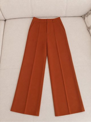 Pantalones Anchos Marrón Mostaza. Talla - M