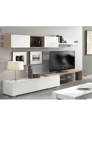 Mueble TV 240cm Blanco y Madera