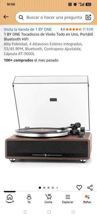 1ByOne Tocadiscos Madera - Nuevo a estrenar