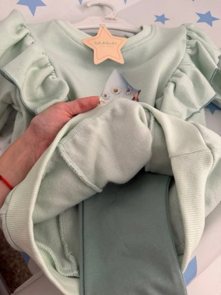 Conjunto niña mint con volantes y dibujo