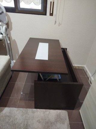 Mesa auxiliar madera y cristal