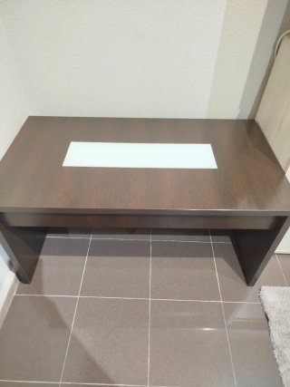 Mesa auxiliar madera y cristal