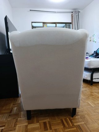 Sillón orejero tela blanco