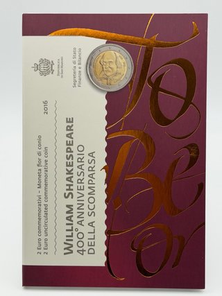 2€ São Marino 2016 – William Shakespeare – Moeda