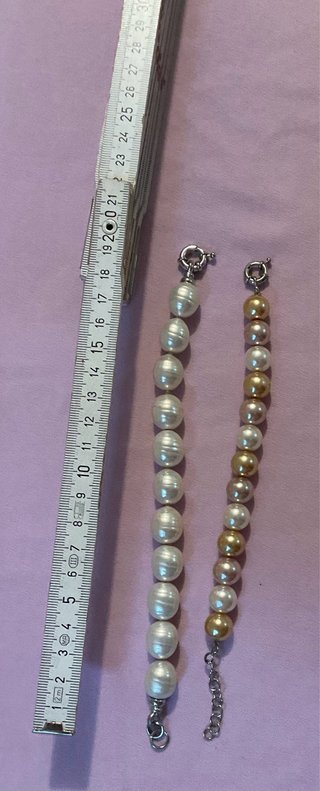 2 Braccialetti Perle Champagne e Bianche