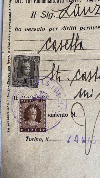 Bolletta Torino 1949