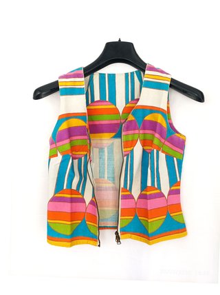 Top vintage 70s estampado multicolor
