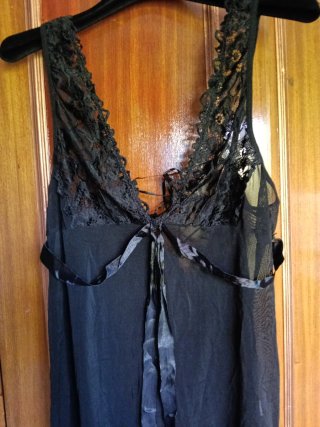Camisón elegante encaje y lazada seda