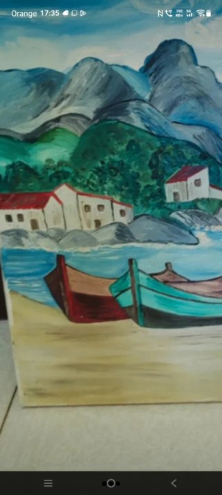 Cuadro antiguo paisaje marino 1994 firmado