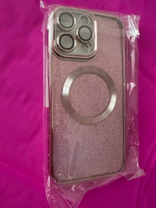 Funda para iPhone Rosa Glitter con Aro Magnético