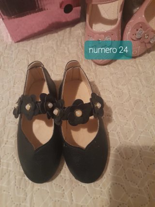 Zapatos niña negros charol lazo talla 26