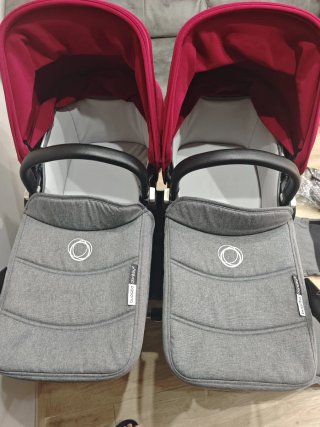 Cochecito Bugaboo Donkey 2 gris y rojo carmín