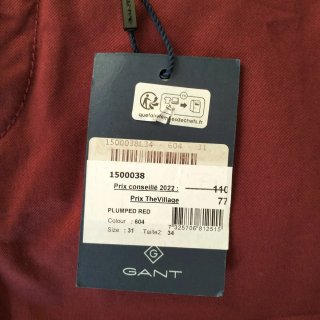 Calças GANT Homem Bordeaux - Tamanho M