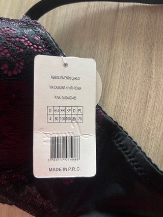 Sujetador encaje negro y rosa 85