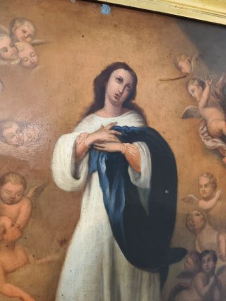 Óleo sobre cobre con marco de Pan de Oro fino.