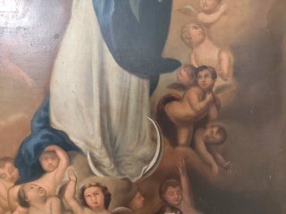 Óleo sobre cobre con marco de Pan de Oro fino.