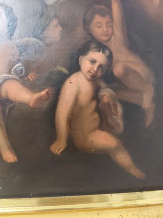 Óleo sobre cobre con marco de Pan de Oro fino.