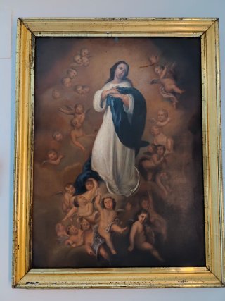 Óleo sobre cobre con marco de Pan de Oro fino.