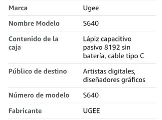 Tableta Gráfica UGEE S640 Ultradelgada