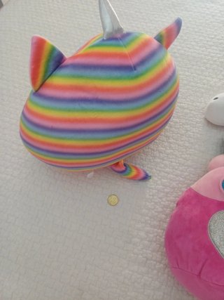 Set 3 cuscini peluche unicorno arcobaleno