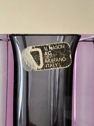 Jarrón Nason Murano Vintage Cristal Morado 26cm