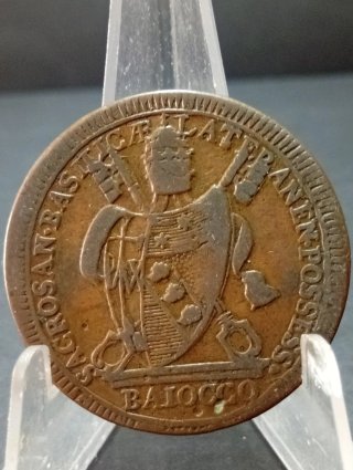 Baiocco Pio VII 1801 5° Tipo (Q.BB) Autentico.