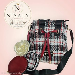 Bolso Cuadros Rojo Negro
