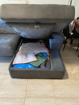 Divano chaiselongue 3 posti grigio velluto