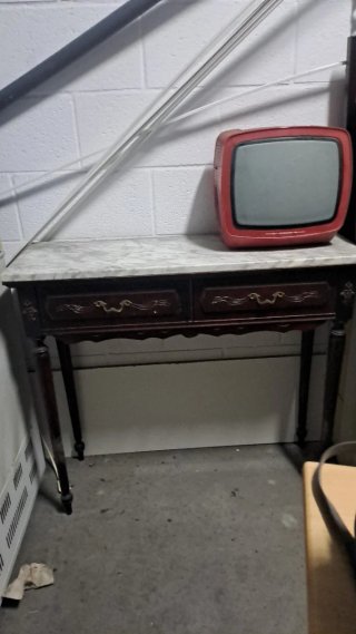Mesa consola vintage mármol y madera