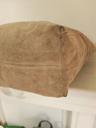 Borsa vintage pelle scamosciata beige