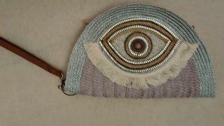 Bolso de fiesta ojo turco morado y plateado