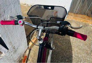 Bicicleta infantil azul y rosa.